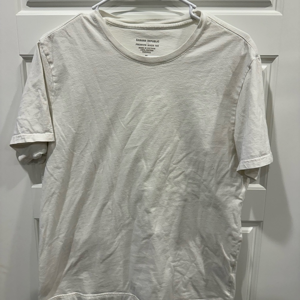 Banana Republic Men's Cream Short Sleeve Tee